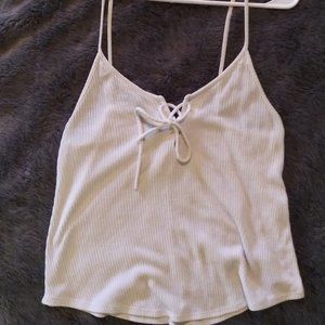 White Peasant Ribbed Tank Top